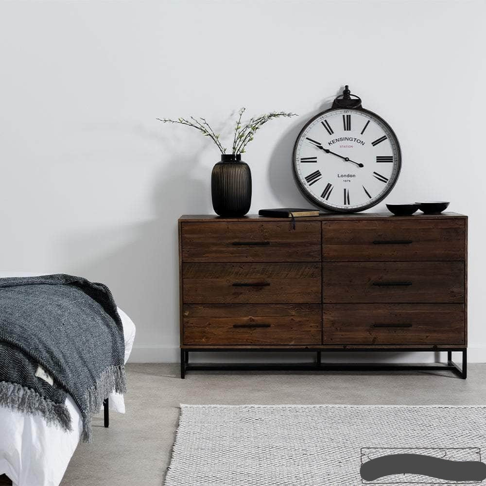 Rustic Classics Dresser Blackcomb Reclaimed Wood and Metal 6 Drawer Dresser in Coffee Bean