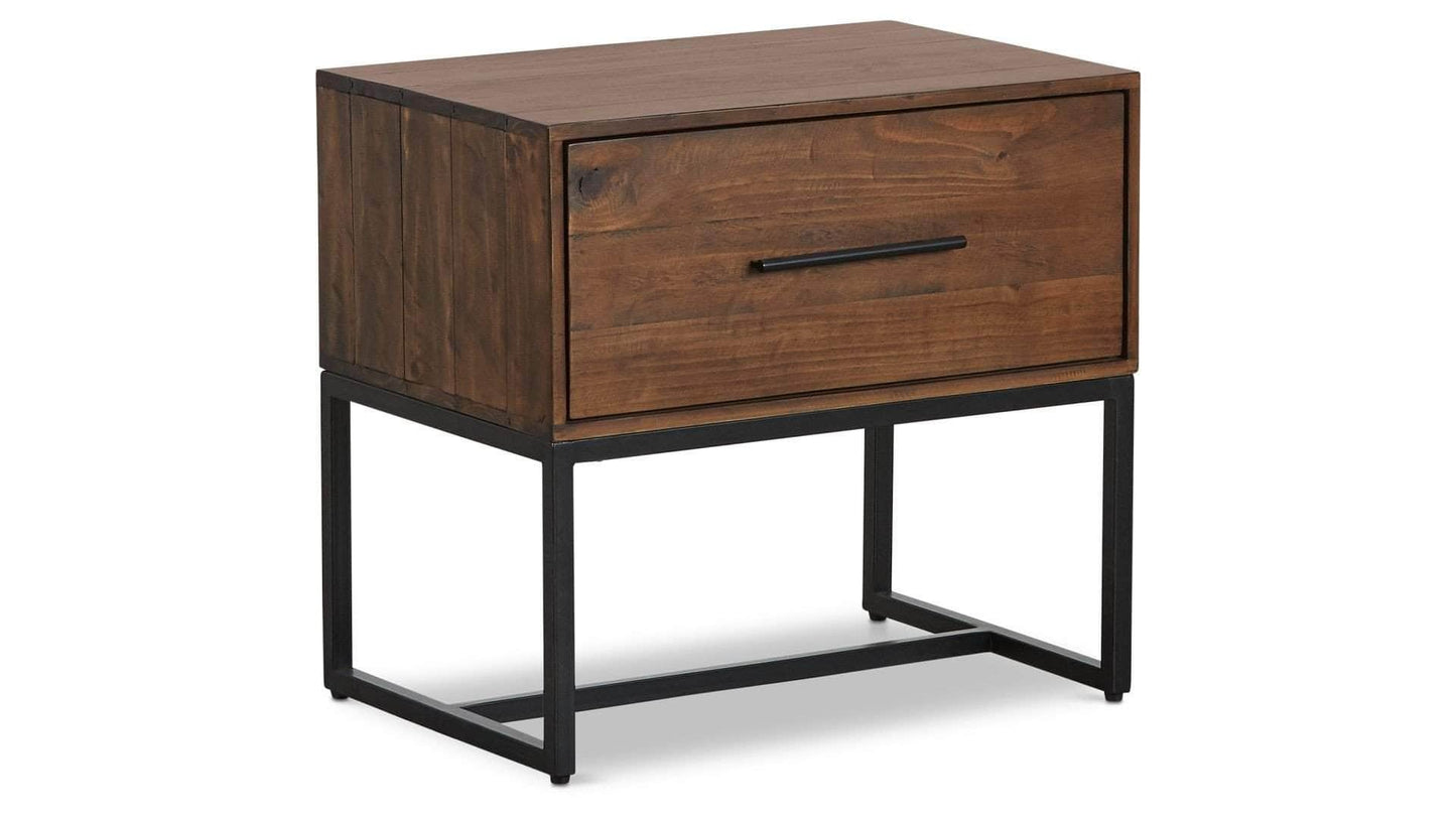 Rustic Classics Nightstand Blackcomb Reclaimed Wood and Metal 1 Drawer Nightstand in Coffee Bean