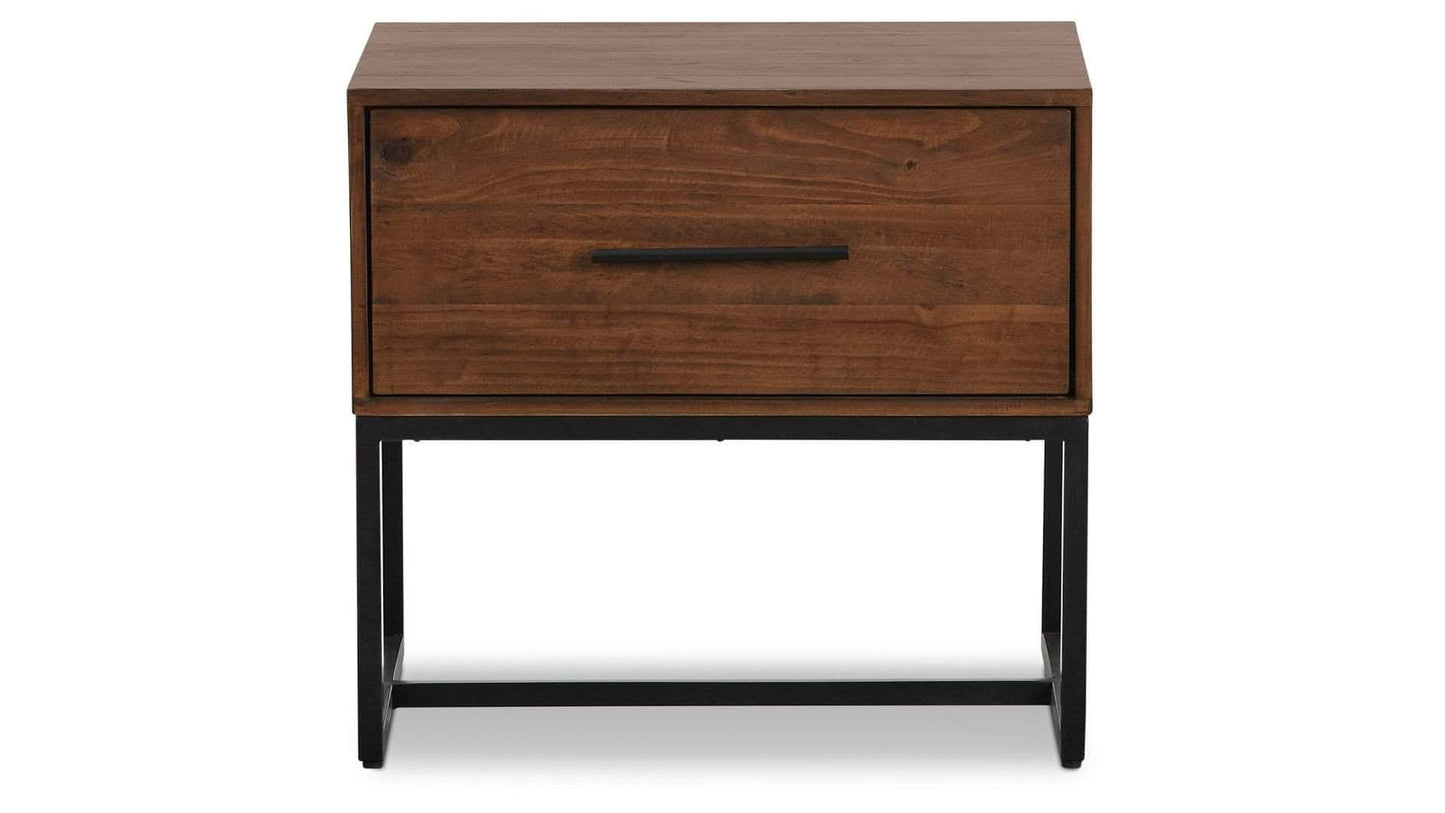 Rustic Classics Nightstand Blackcomb Reclaimed Wood and Metal 1 Drawer Nightstand in Coffee Bean