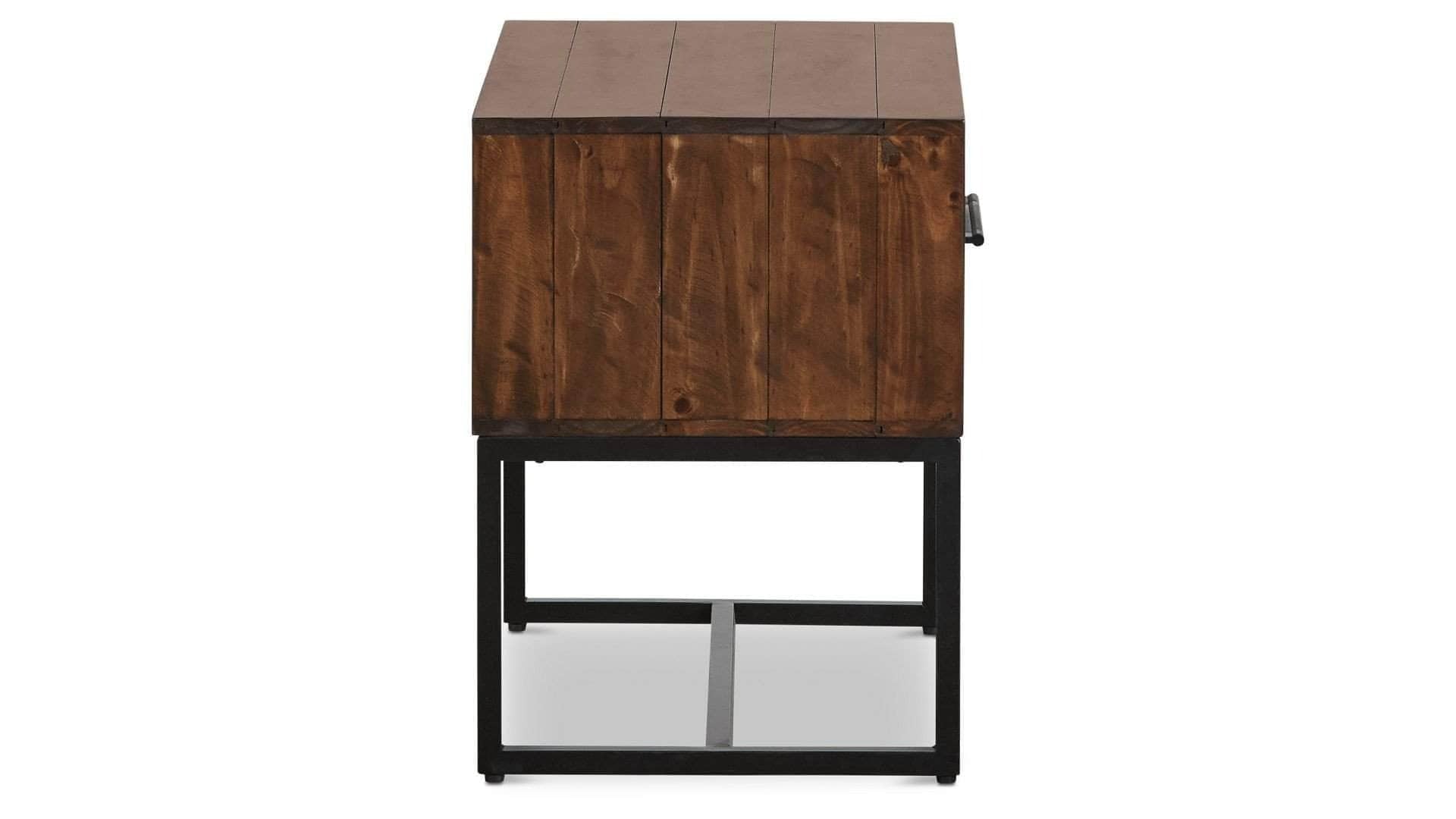 Rustic Classics Nightstand Blackcomb Reclaimed Wood and Metal 1 Drawer Nightstand in Coffee Bean