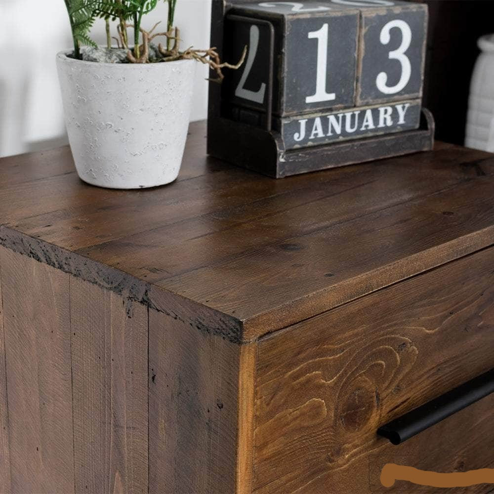 Rustic Classics Nightstand Blackcomb Reclaimed Wood and Metal 1 Drawer Nightstand in Coffee Bean