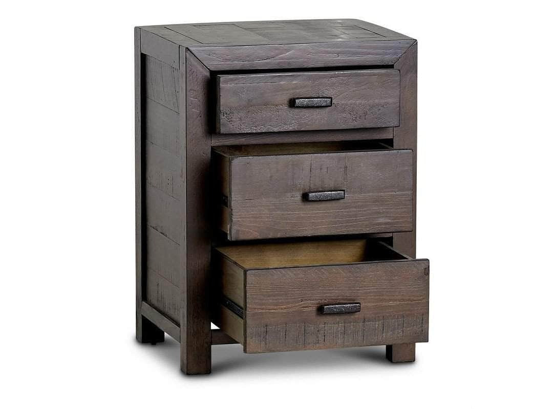 Rustic Classics Nightstand Whistler Reclaimed Wood 3 Drawer Nightstand in Brown