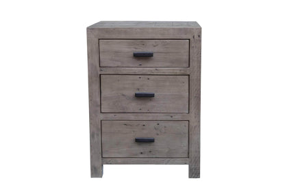 Rustic Classics Nightstand Whistler Reclaimed Wood 3 Drawer Nightstand in Grey