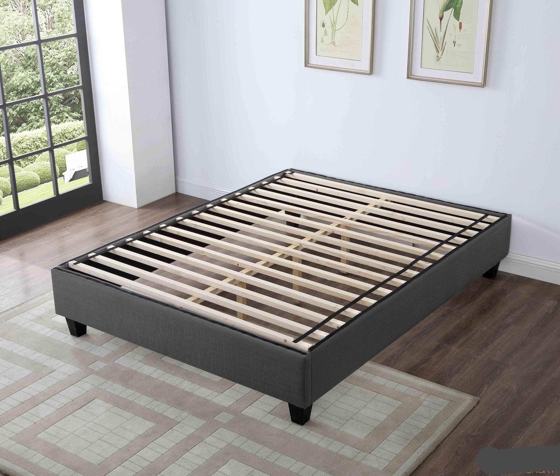 True Contemporary Bed EZ Base Foundation Dark Grey Platform Bed - Available in 4 Sizes