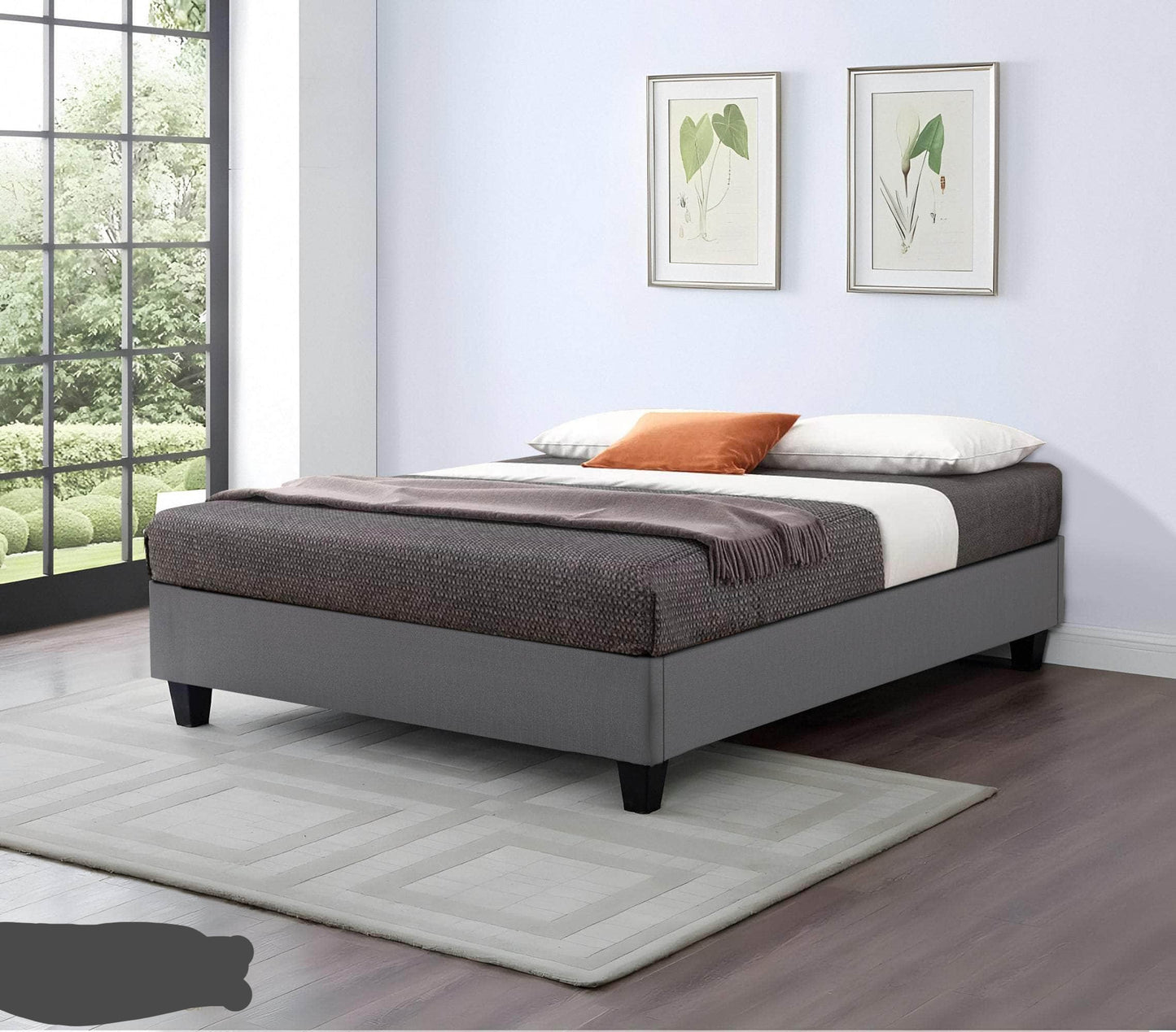 True Contemporary Bed EZ Base Foundation Grey Platform Bed - Available in 4 Sizes