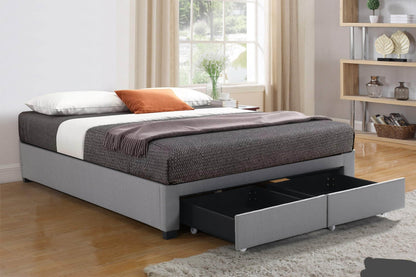 True Contemporary Bed EZ Base Foundation Grey Platform Bed with 2 Storage Drawers - Available in 4 Sizes