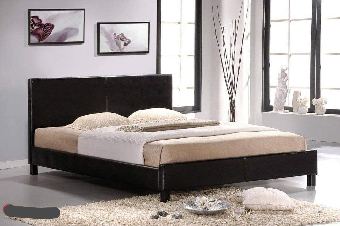 True Contemporary Bed Full Mirabel Espresso Faux Leather Platform Bed