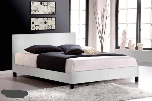 True Contemporary Bed Queen Mirabel White Faux Leather Platform Bed - Available in 3 Sizes