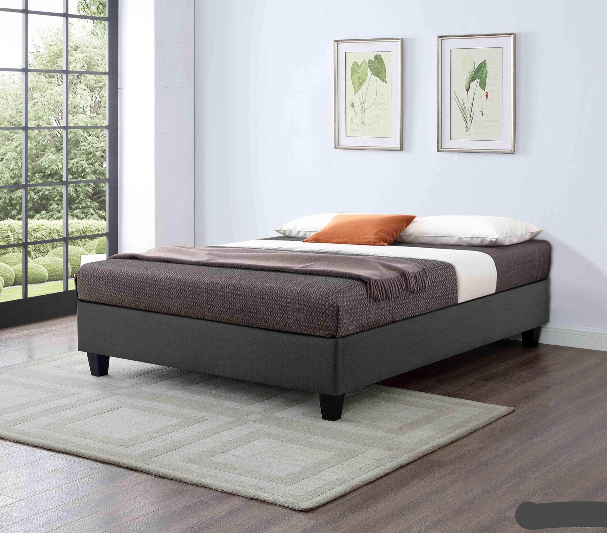 True Contemporary Bed Twin EZ Base Foundation Dark Grey Platform Bed - Available in 4 Sizes