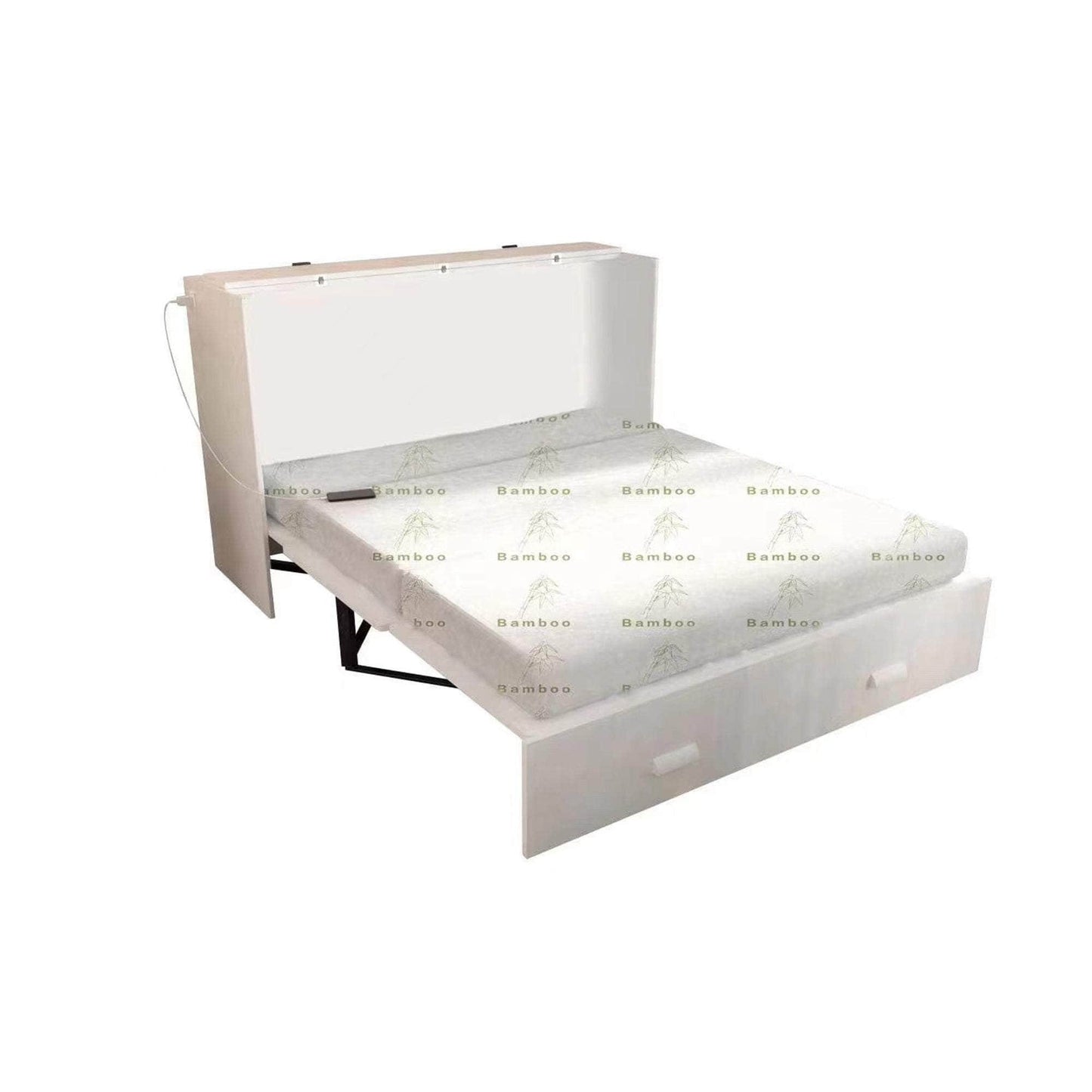 True Contemporary Murphy Cabinet Bed Hyde White Murphy Cabinet Bed with Gel Memory Foam Mattress - Available in 4 Sizes