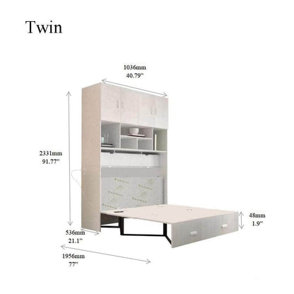 True Contemporary Murphy Cabinet Bed Hyde White Murphy Cabinet Bed with Gel Memory Foam Mattress - Available in 4 Sizes