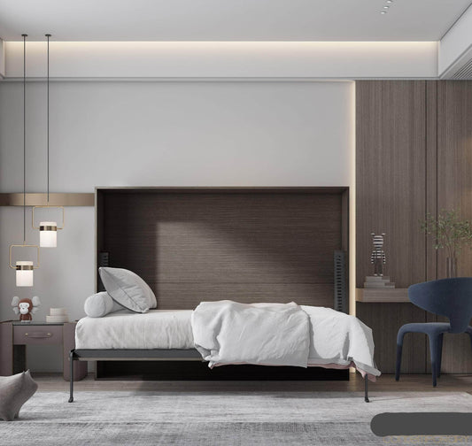 True Contemporary Murphy Wall Bed Heidi II Brown Horizontal Murphy Wall Pull Down Bed - Available in 3 Sizes