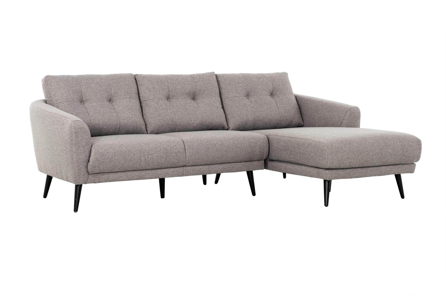 True Contemporary Sectional Elizabeth Tufted Sectional Sofa in Nia Grey