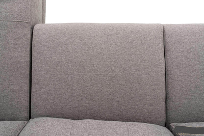 True Contemporary Sectional Elizabeth Tufted Sectional Sofa in Nia Grey