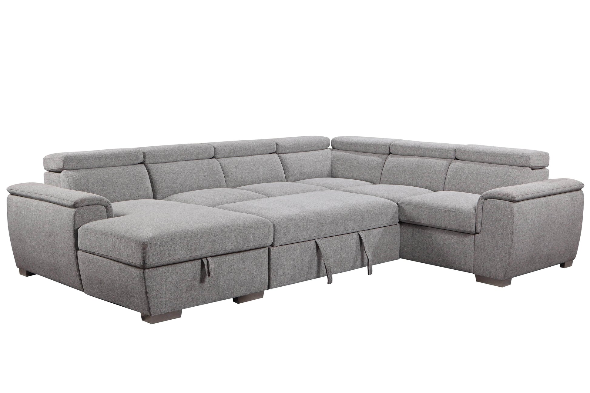 Urban Cali Sectional Bel Air Large Modular Sleeper Sectional Sofa Bed with Storage Chaise in Thora Stone