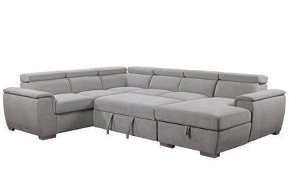 Urban Cali Sectional Bel Air Large Modular Sleeper Sectional Sofa Bed with Storage Chaise in Thora Stone