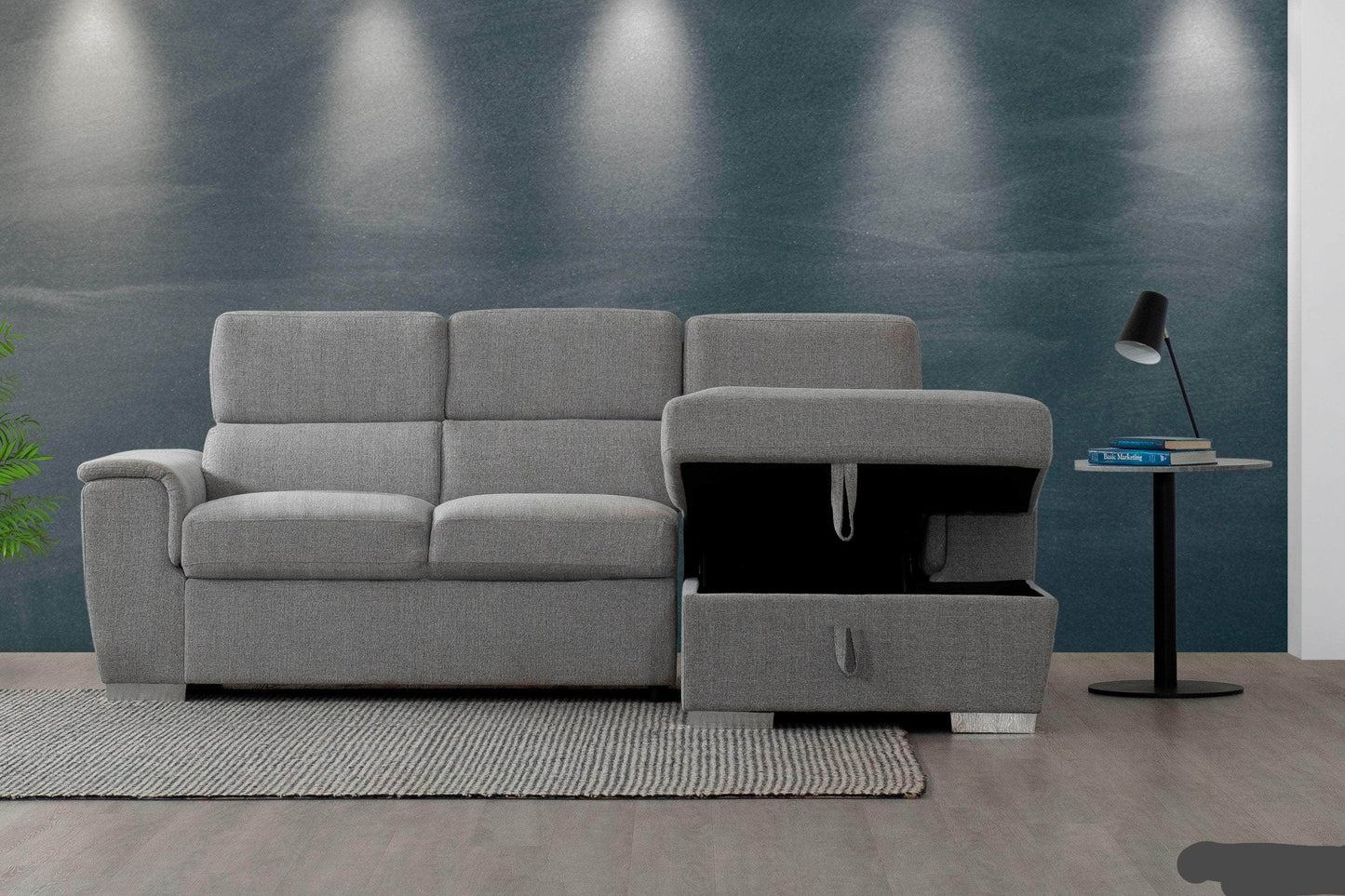 Urban Cali Sectional Bel Air Modular Sectional Sofa with Storage Chaise in Thora Stone