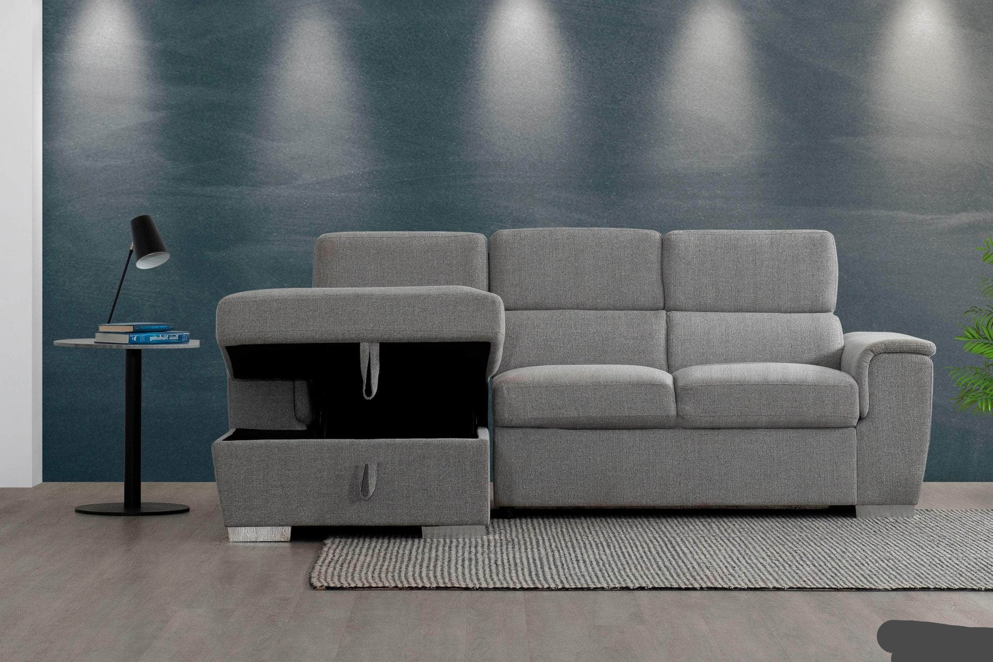 Urban Cali Sectional Bel Air Modular Sectional Sofa with Storage Chaise in Thora Stone