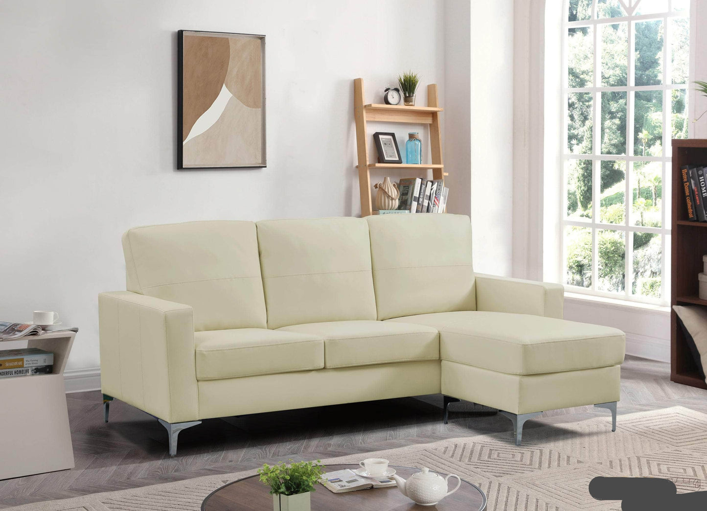 Urban Cali Sectional Del Mar 78.74" Wide Faux Leather Sectional Sofa with Reversible Chaise - Available in 3 Colours