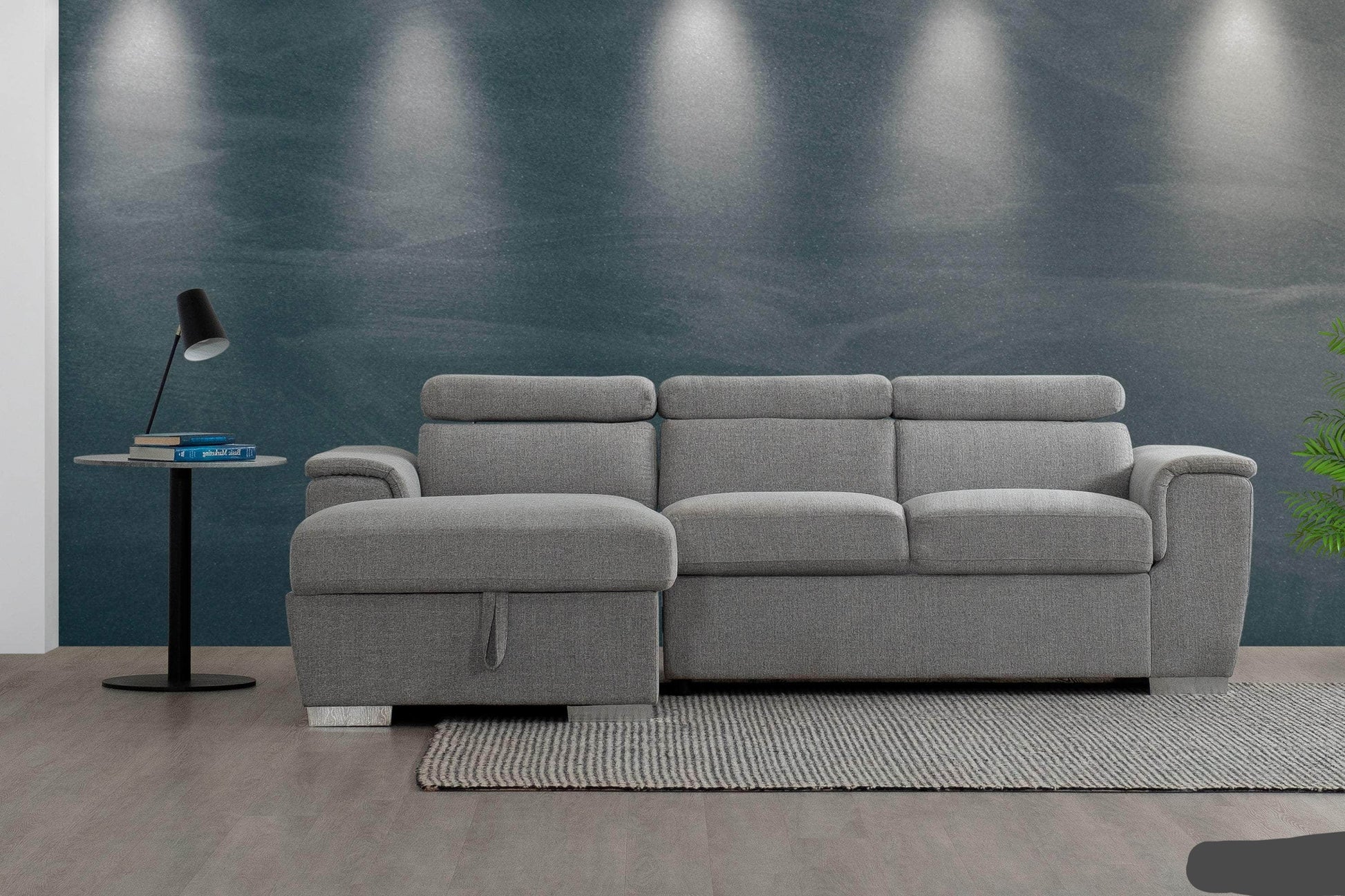 Urban Cali Sectional Left Facing Chaise Bel Air Modular Sectional Sofa with Storage Chaise in Thora Stone