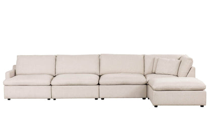 Urban Cali Sectional Long Beach Modular L-Shaped Sectional Sofa with Ottoman in Axel Beige