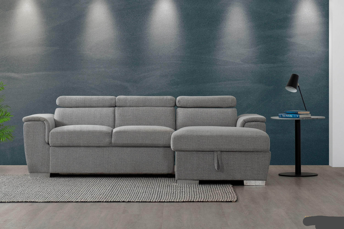 Urban Cali Sectional Right Facing Chaise Bel Air Modular Sectional Sofa with Storage Chaise in Thora Stone