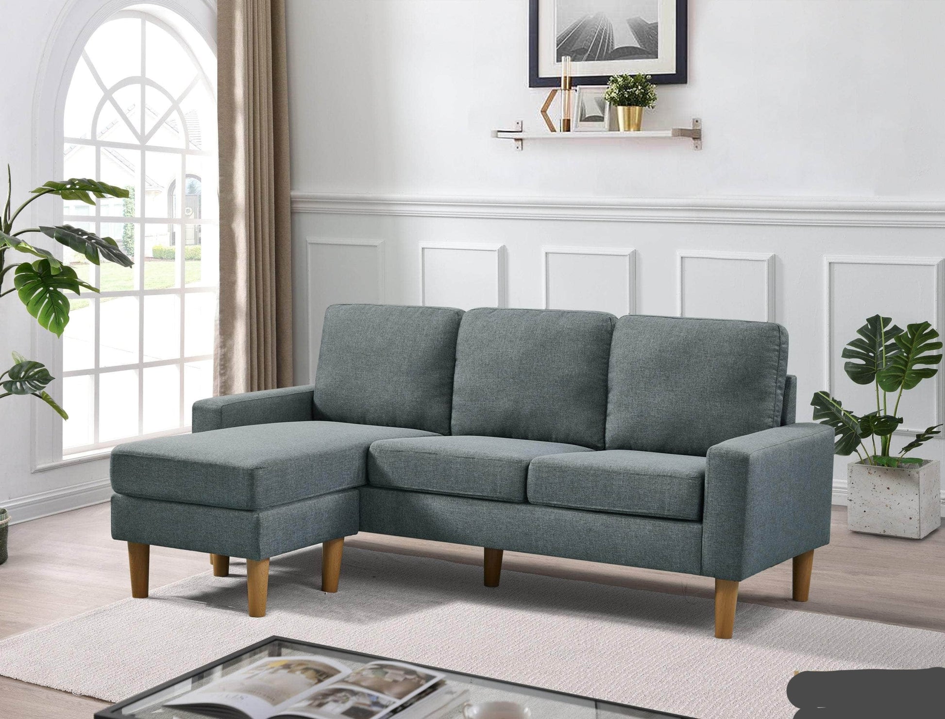 Urban Cali Sectional San Francisco 74.8" Wide Sectional Sofa with Reversible Chaise - Available in 4 Colours