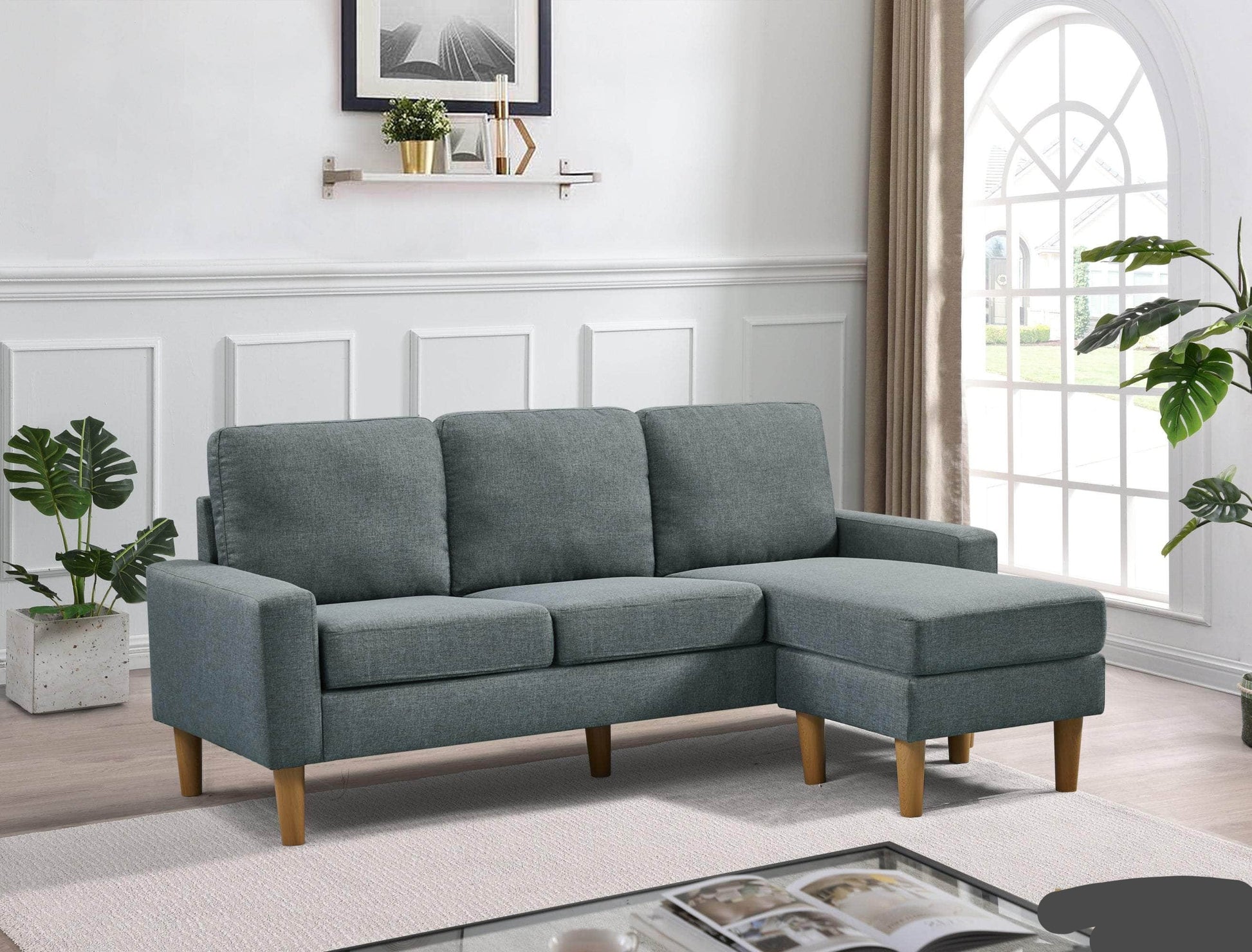 Urban Cali Sectional San Francisco 74.8" Wide Sectional Sofa with Reversible Chaise - Available in 4 Colours