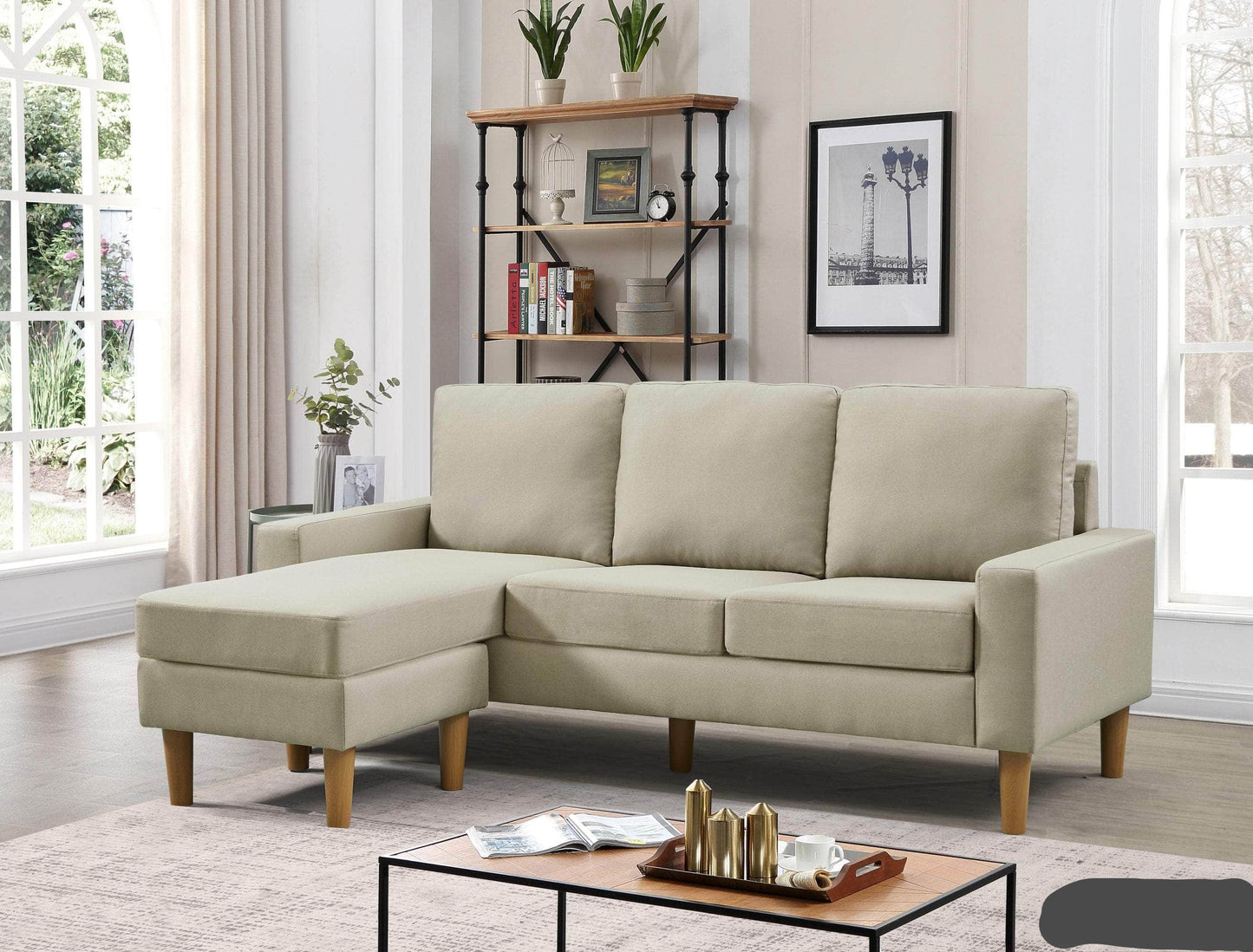 Urban Cali Sectional San Francisco 74.8" Wide Sectional Sofa with Reversible Chaise - Available in 4 Colours