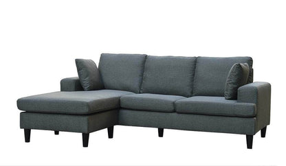 Urban Cali Sectional Sofa Dark Grey Sophia 84" Wide Sectional Sofa with Reversible Chaise in Blue Linen