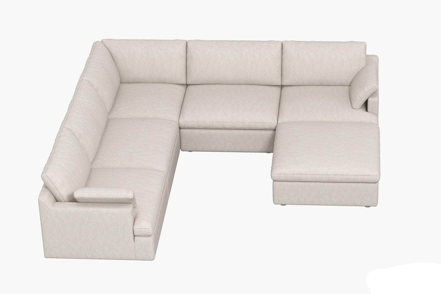 Urban Cali Sectional Sofa Long Beach Modular Corner Sectional Sofa with Ottoman in Axel Beige