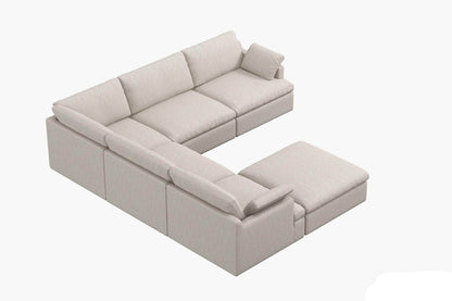 Urban Cali Sectional Sofa Long Beach Modular Corner Sectional Sofa with Ottoman in Axel Beige