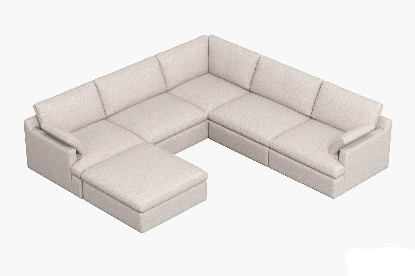 Urban Cali Sectional Sofa Long Beach Modular Corner Sectional Sofa with Ottoman in Axel Beige