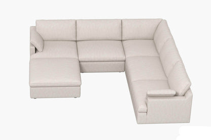 Urban Cali Sectional Sofa Long Beach Modular Corner Sectional Sofa with Ottoman in Axel Beige