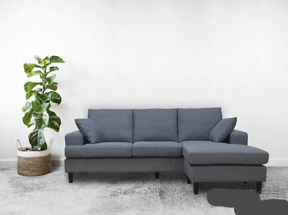 Urban Cali Sectional Sofa Sophia 84" Sectional Sofa with Reversible Chaise in Grey Linen