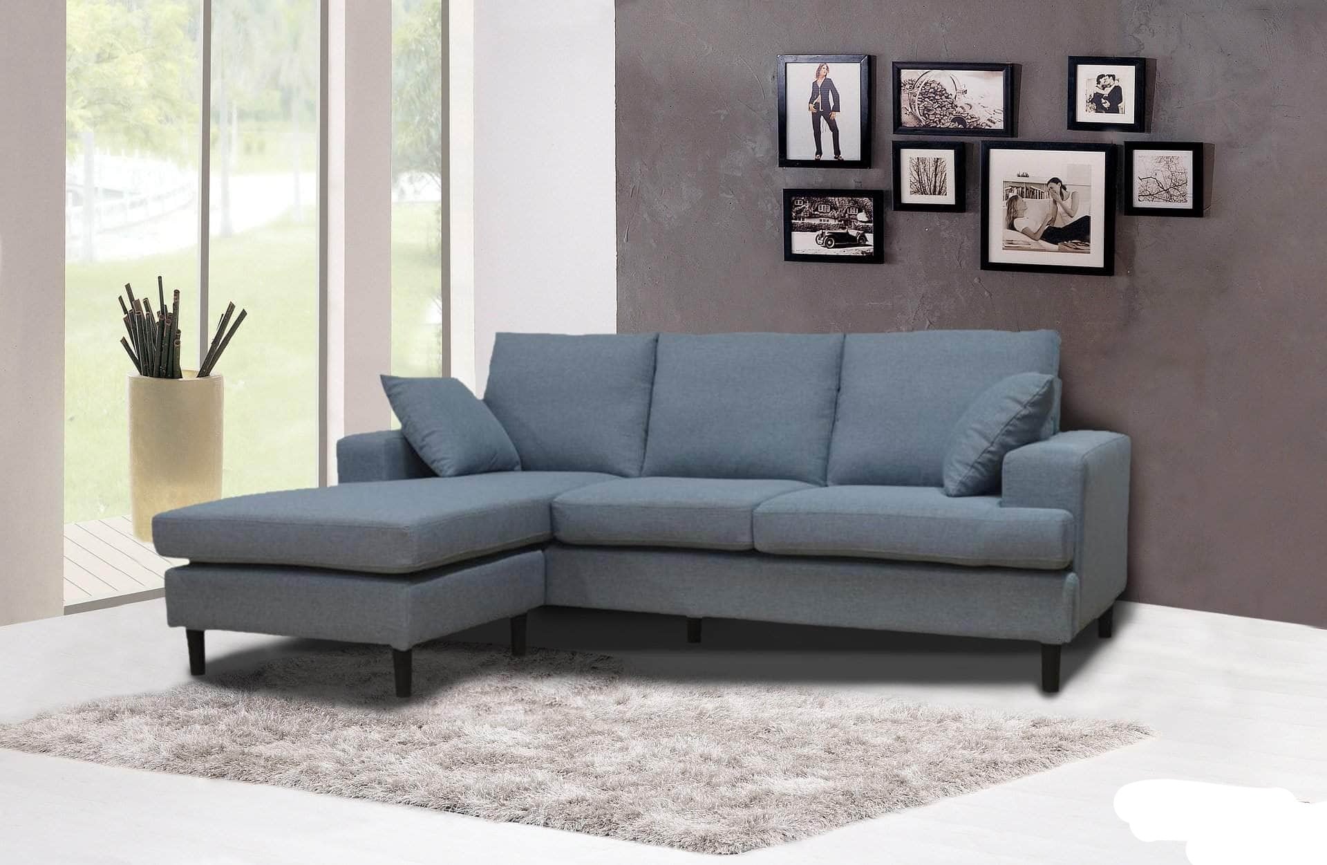 Urban Cali Sectional Sofa Sophia 84" Sectional Sofa with Reversible Chaise in Grey Linen