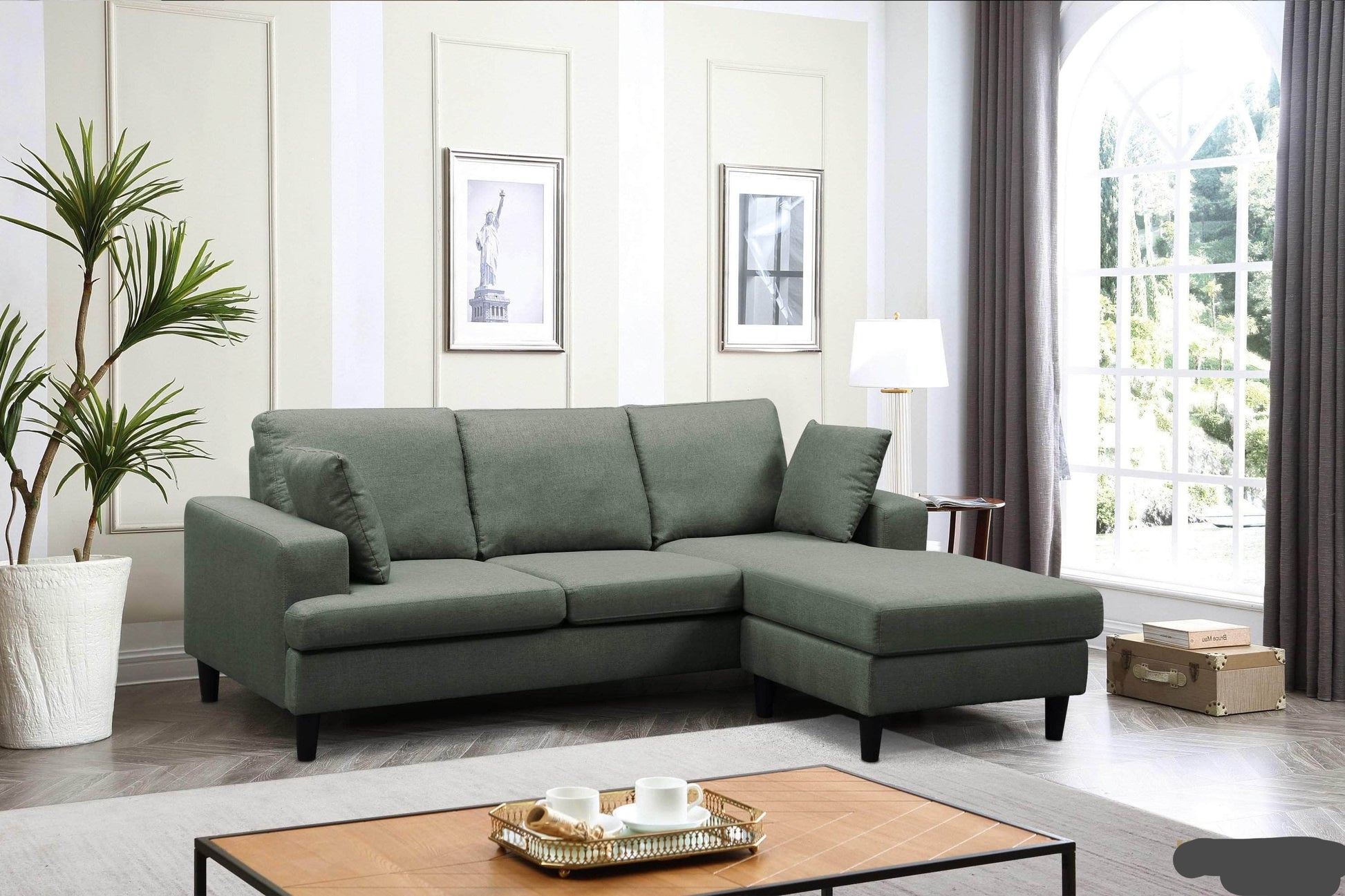 Urban Cali Sectional Sofa Sophia 84" Wide Sectional Sofa with Reversible Chaise - Available in 2 Colours