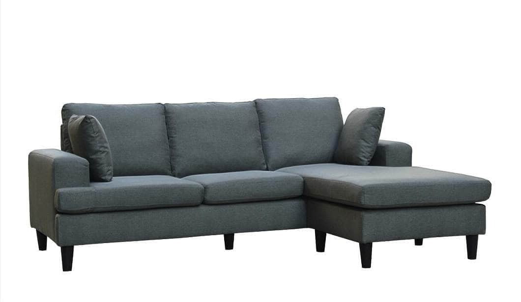 Urban Cali Sectional Sofa Sophia 84" Wide Sectional Sofa with Reversible Chaise in Blue Linen