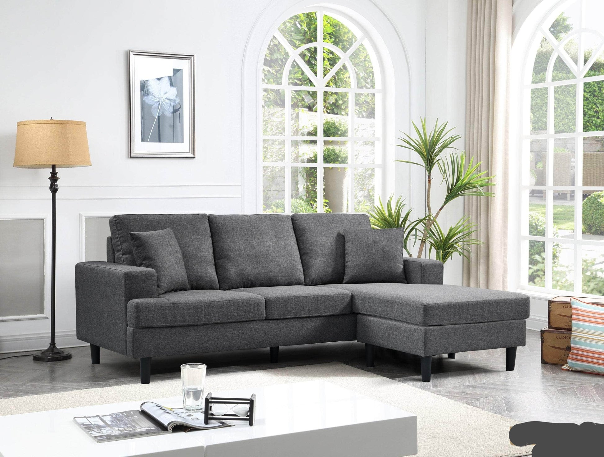 Urban Cali Sectional Sophia 84" Wide Sectional Sofa with Reversible Chaise - Available in 4 Colours