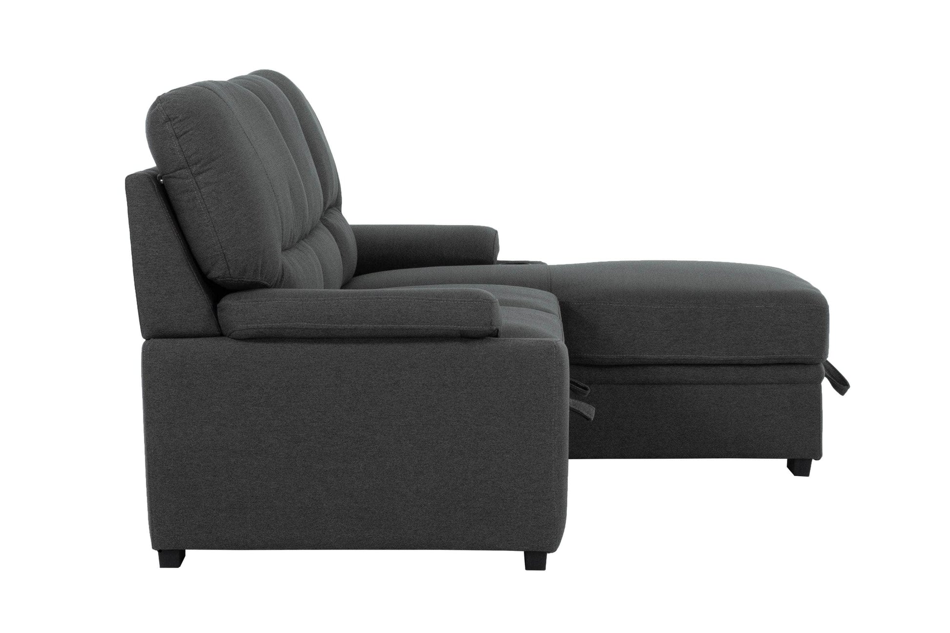 Urban Cali Sleeper Sectional Anaheim II Condo Sleeper Sectional Sofa Bed with Cup Holders and Storage Chaise