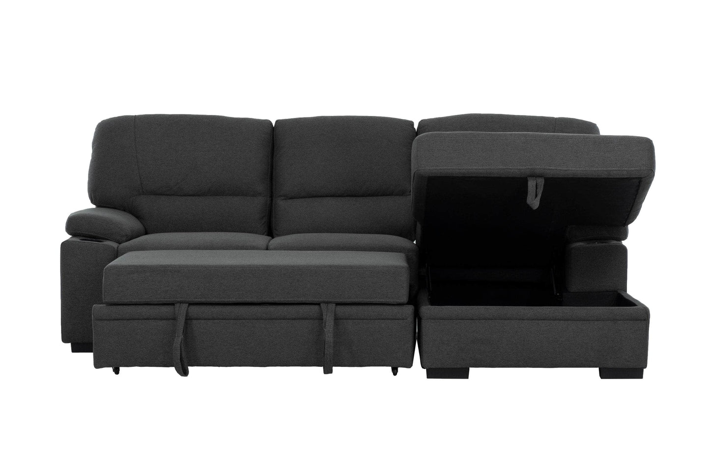 Urban Cali Sleeper Sectional Anaheim II Condo Sleeper Sectional Sofa Bed with Cup Holders and Storage Chaise