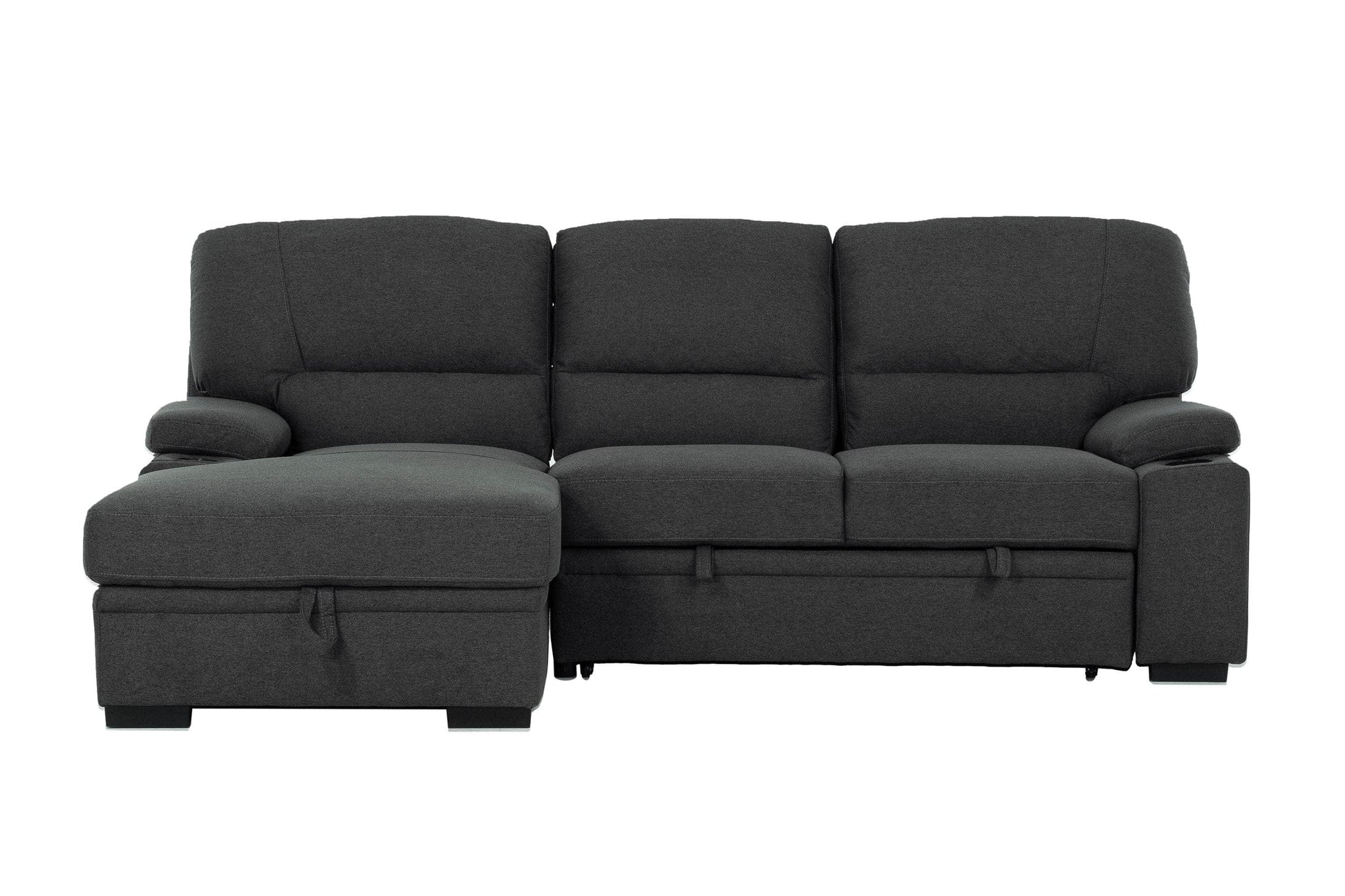 Urban Cali Sleeper Sectional Anaheim Left Facing Chaise Anaheim II Condo Sleeper Sectional Sofa Bed with Cup Holders and Storage Chaise