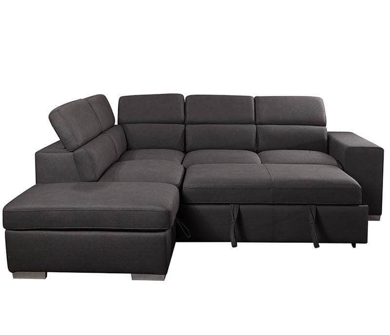 Urban Cali Sleeper Sectional Noble Cement / Left Facing Chaise Pasadena Large Sleeper Sectional Sofa Bed with Storage Ottoman and 2 Stools - Available in 2 Colours