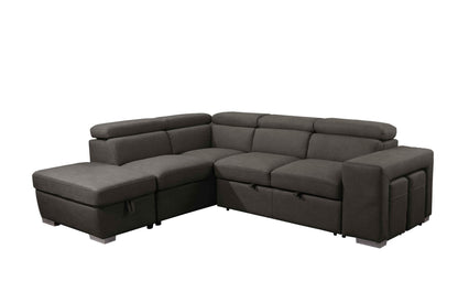 Urban Cali Sleeper Sectional Pasadena Large Sleeper Sectional Sofa Bed with Storage Ottoman and 2 Stools - Available in 2 Colours