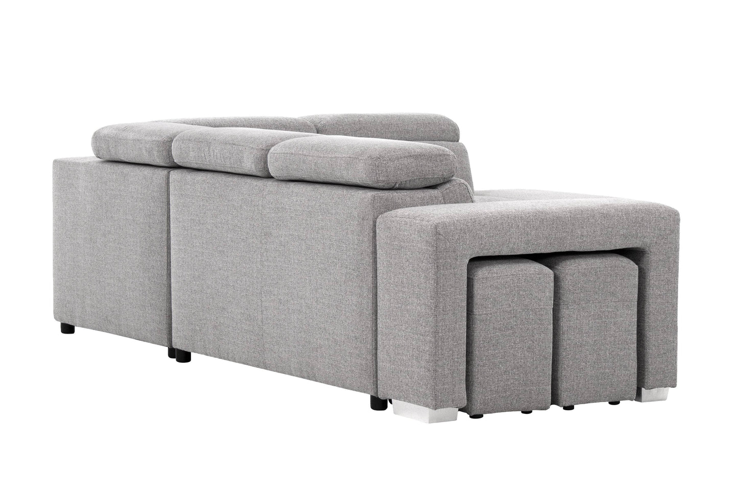 Urban Cali Sleeper Sectional Pasadena Large Sleeper Sectional Sofa Bed with Storage Ottoman and 2 Stools - Available in 2 Colours