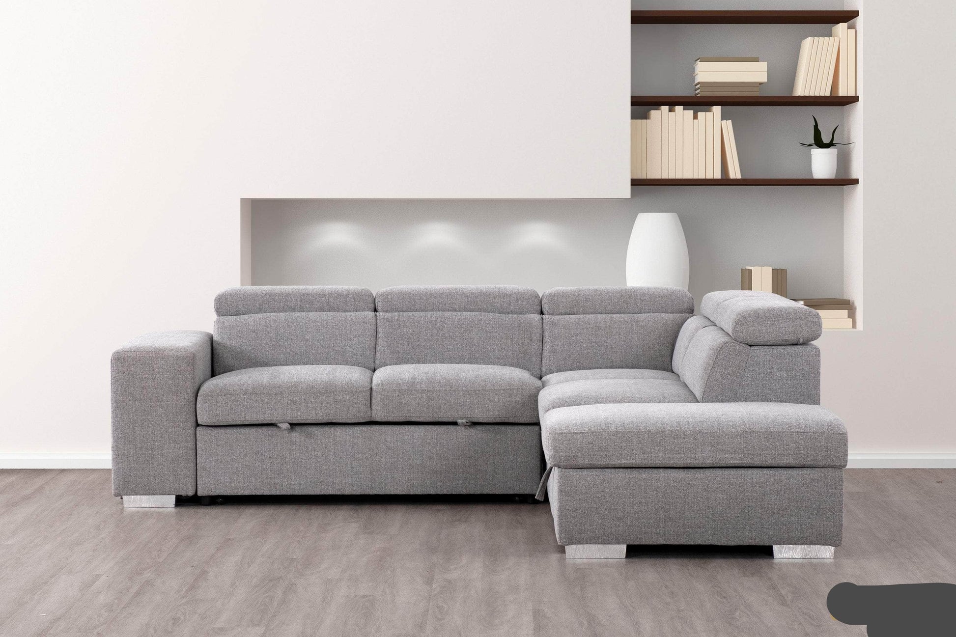 Urban Cali Sleeper Sectional Pasadena Large Sleeper Sectional Sofa Bed with Storage Ottoman and 2 Stools - Available in 2 Colours